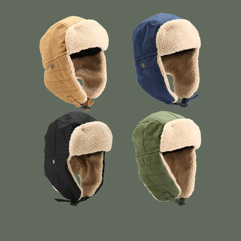 New Autumn and Winter Men'S and Women'S Outdoor Warm Cap Riding Ear Protection Caps Cold-Proof Pullover Hats Thickened Hat